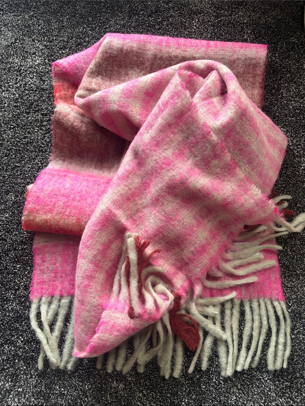 Striped Pink & Coral Wool-Blend Scarf